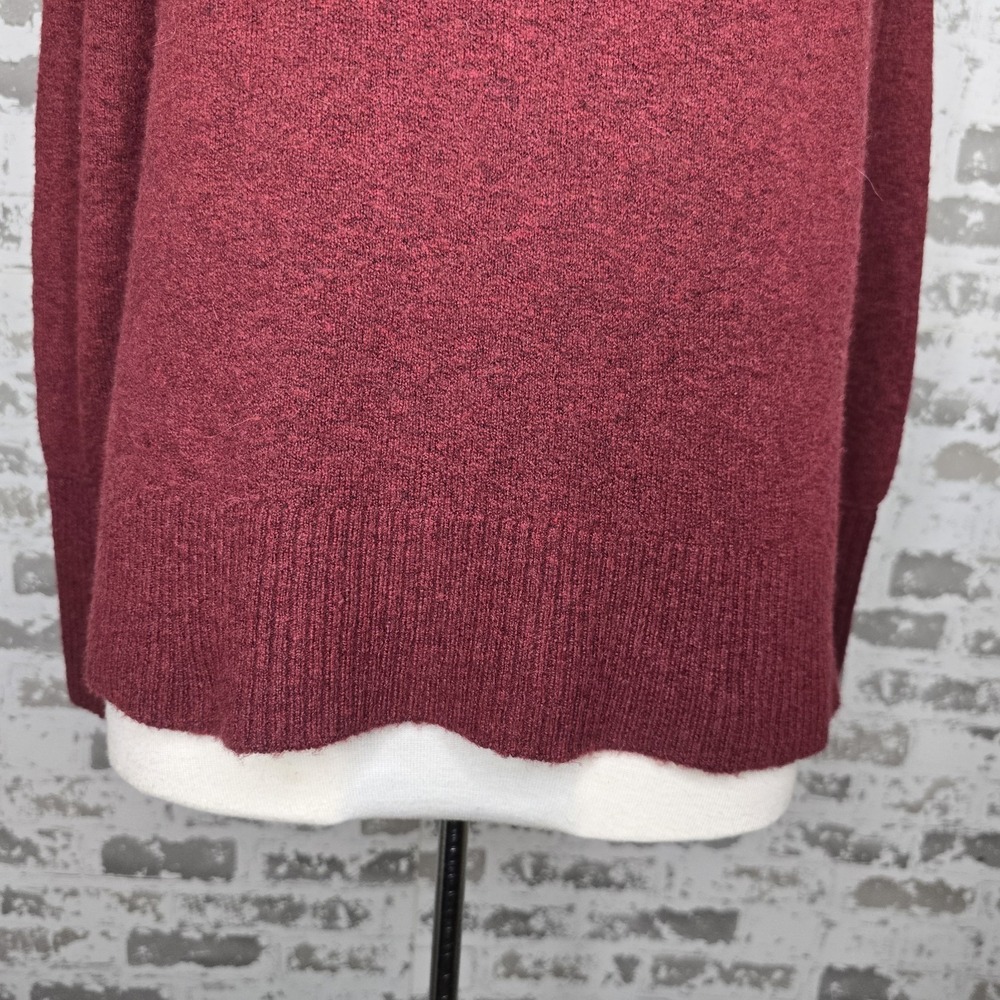 J Crew Sweater Womens Small Maroon Turtleneck Side Slits‎ Supersoft Alpaca Yarn - Picture 4 of 15